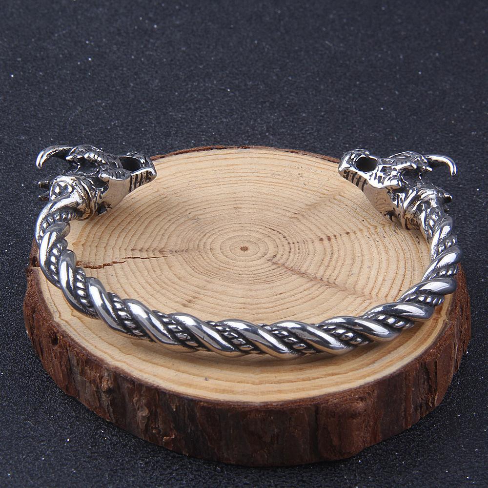 Mens Bracelet Mens Jewelry Silver Bracelet Viking Bracelets Jewelry Set of Dragan Bracelet Wolf Bracelet