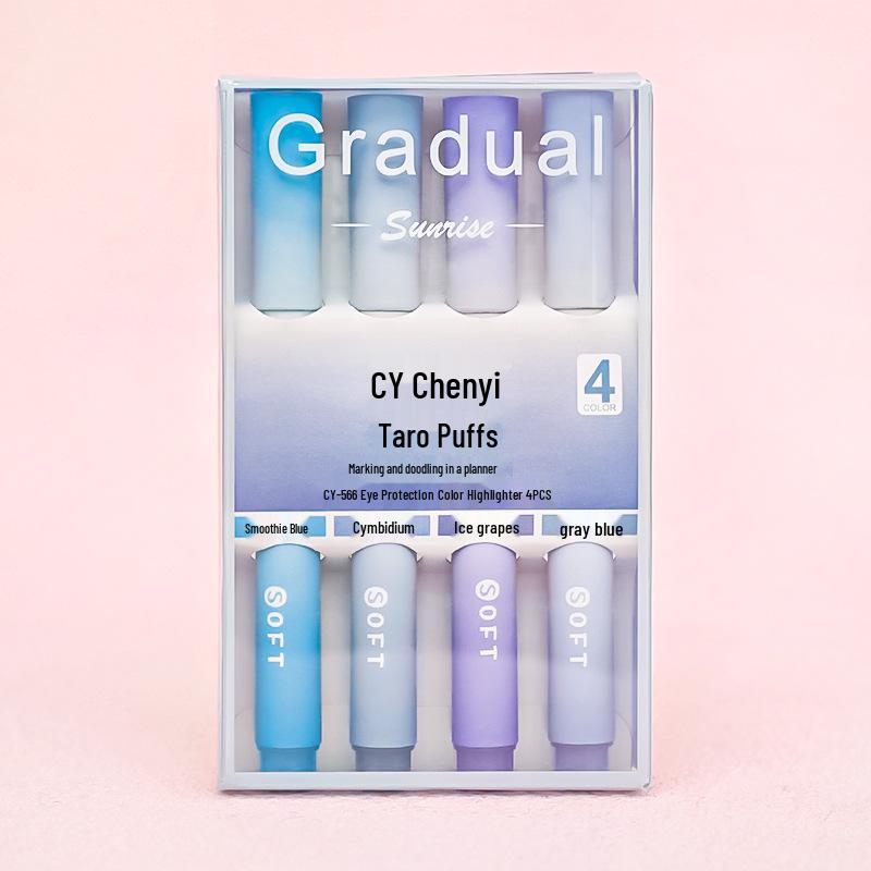 Хайлайтер градиентного цвета - скошенный наконечник, маркер для журнала, не раздражающий глаза