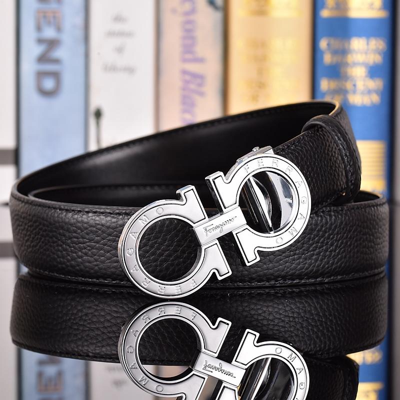 Salvatore Ferragamo 3.3cm Men's Belt Luxury Brand Designer Belt Suit Jeans Formal Brand