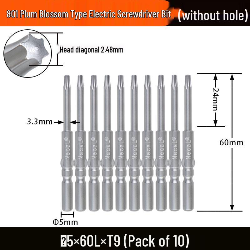 Электрическая отвертка Nigao S2, бит Torx 801, цельный, звездообразный, с круглым хвостовиком 5 мм.