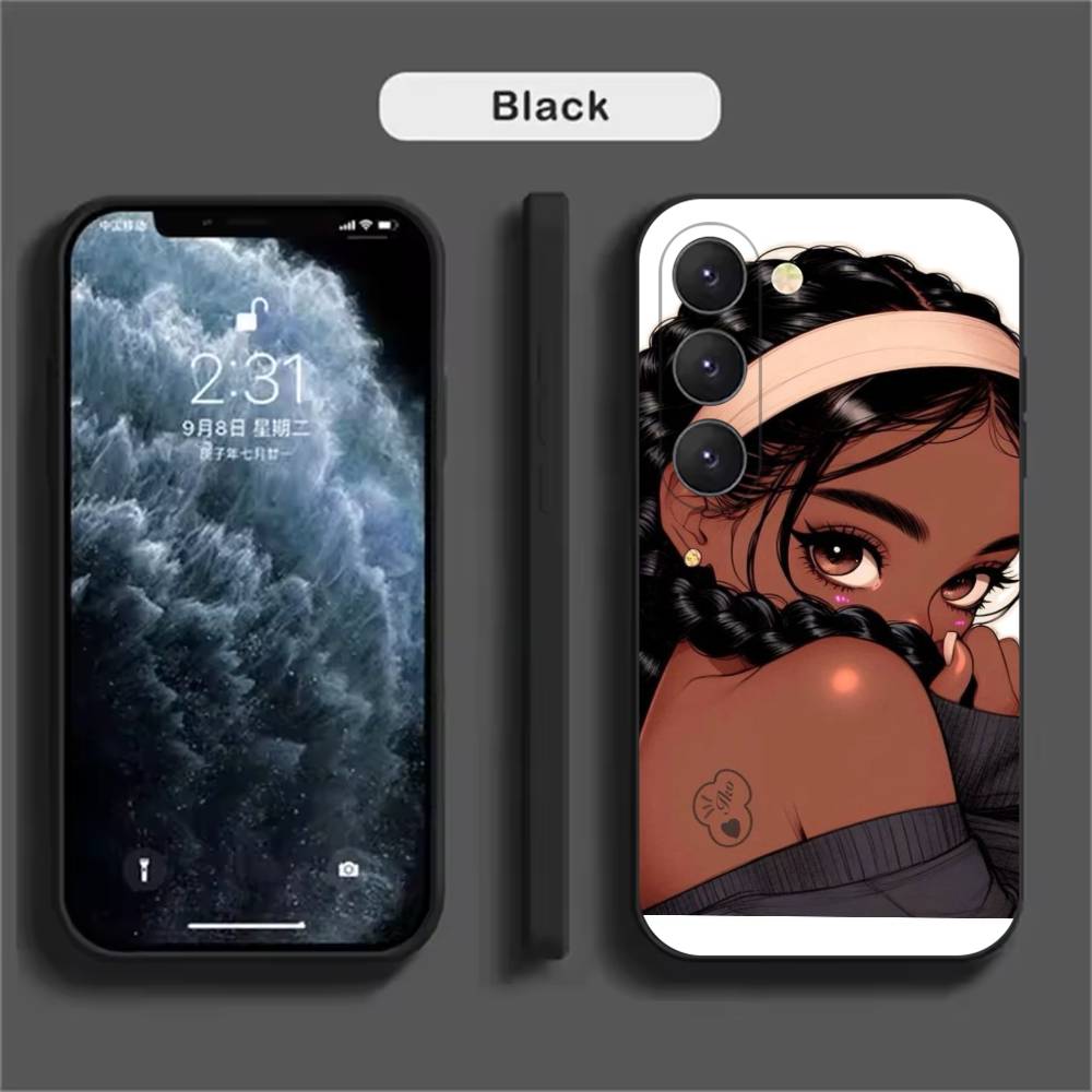 Afro Black Girls Cartoon Phone Case For Samsung Galaxy A52 A42 A32 A22 A12 A02S A72 A73 A51 A41 A31 A21S A71 A40 A30S A20S