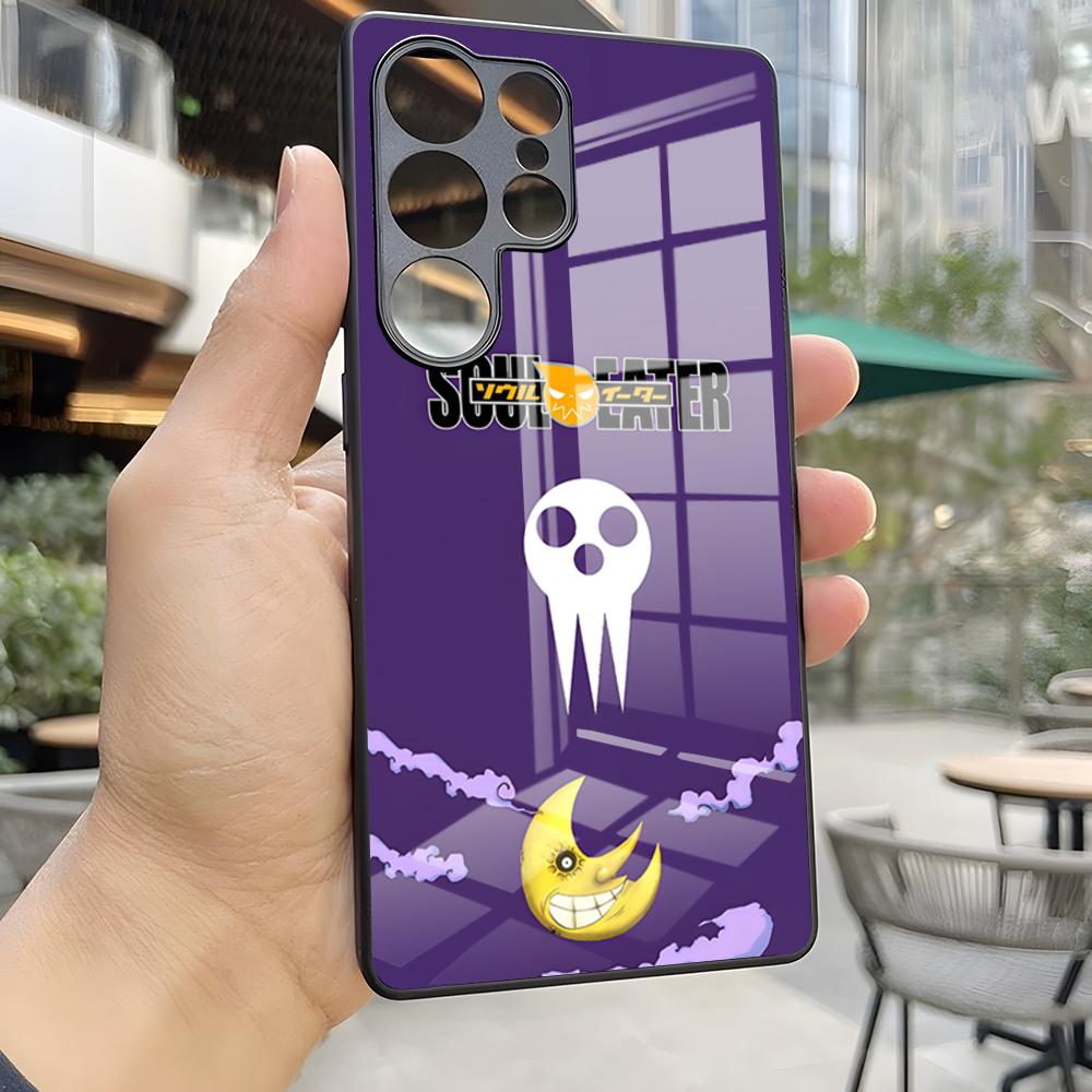 Чехол для телефона S-Soul Eater для S25 Ultra Samsung S26 S24 Fe S22 S20 S23 21 Plus A54 A34 A53 A16 Стеклянная крышка