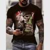 Men's T-shirt Casual 3D Digital Print Skull Men's Sports Short Sleeved T-Shirts
