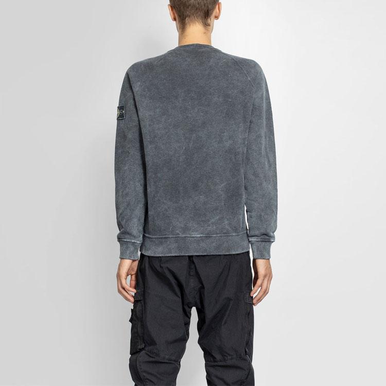 Stone Island Crew Neck Pullover Distressed Long Sleeve Sweater Men sweater Gray 731562290-V2M35