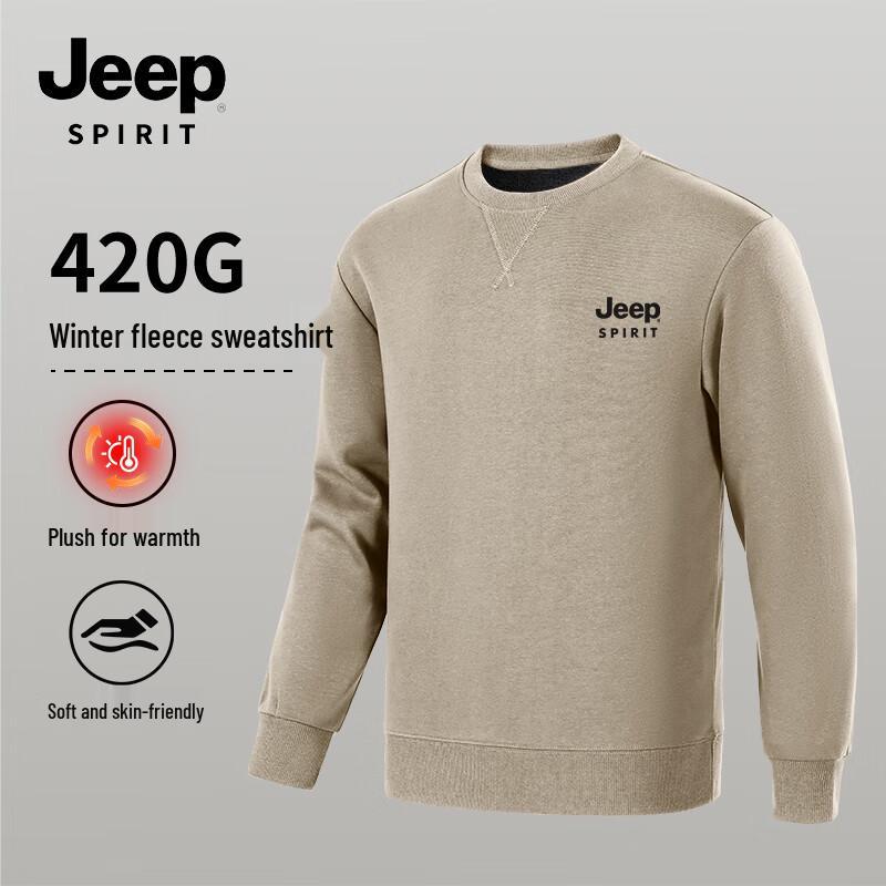 JEEP SPIRIT Men's Fleece-lined Crewneck Sweatshirt