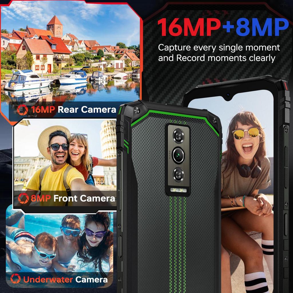DOOGEE Blade10 Energy Защищенный смартфон Android 15, 24 ГБ+128 ГБ/2 ТБ, 6,56-дюймовый HD+ дисплей 90 Гц, 6150 мАч, 16 МП+8 МП, 3 слота для SIM-карт/NFC/IP68/IP69K/OTG/Face ID