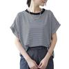 Short Cut and Loose Everyday Autumn Striped Women's T-shirt, Top, Sleeve, Shirt, Striped, Sewn, Fit, Casual, Soft, Commuting, Wear,