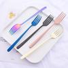 6Pcs/Set 304 Stainless Steel Flatware Dinner Fork Korean Dessert Salad Forks Gold Dinnerware Kitchen Utensil Colorful Forks Cutlery