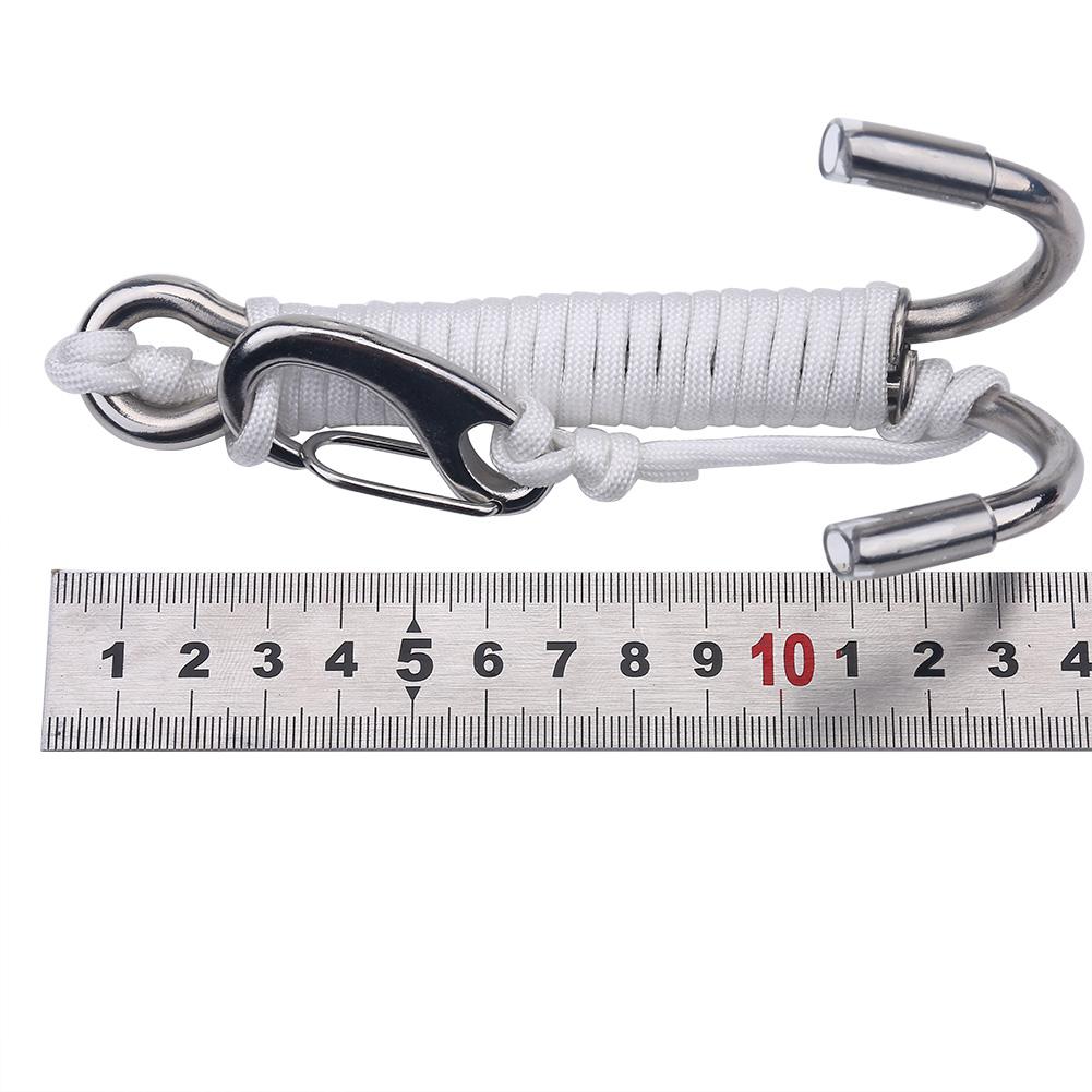 Scuba Diving Double Dual Stainless Steel Reef Drift Hook with Line for Cave Dive (White)