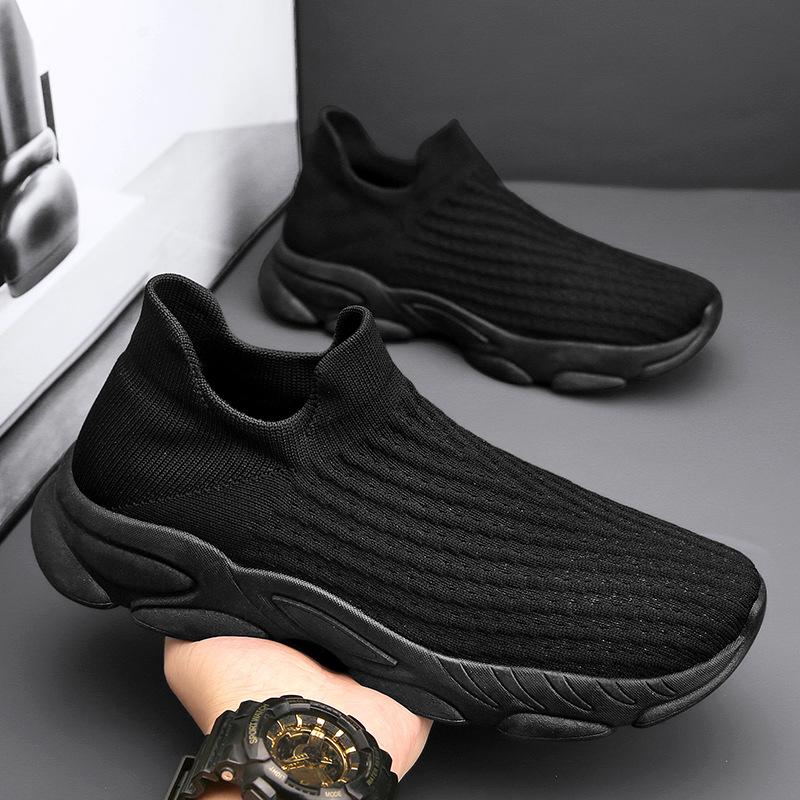 Summer New Mesh Breathable Casual Sports Shoes Men's Lazy One-pedal Socks Shoes New Flying Woven Shoes Men's Shoes
