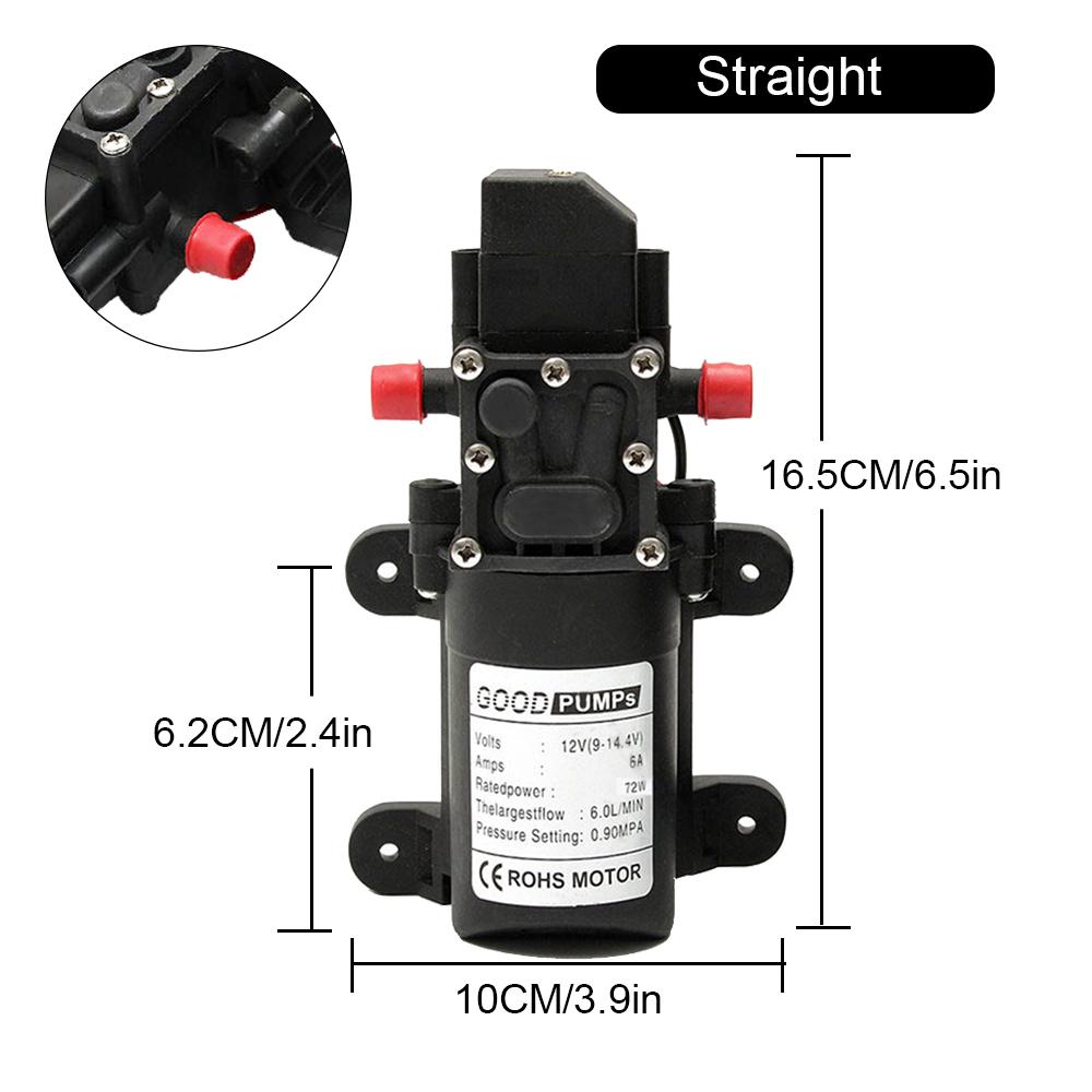 Electric Water Pump Black Micro High Pressure Diaphragm Water Sprayer Car Wash 12 V Adapter Agricultural DC12V 72W 120PSI 5L/MIN