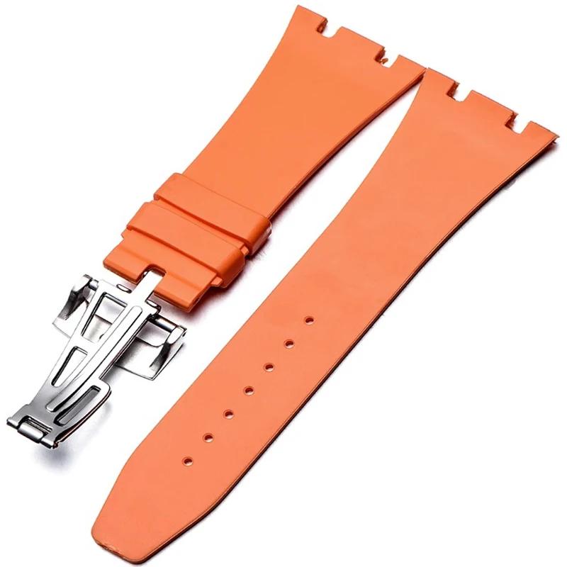 Silicone Watch Band for AP Aibi 15400 Royal Oak Series Waterproof Rubber Watch Straps Men Bracelet Accessories 26mm 27mm 28mm