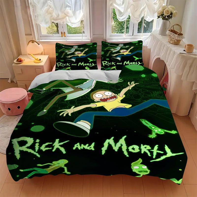 Набор пододеяльников Rick_and_Morty из 3 предметов (1 пододеяльник + 2 наволочки, без наполнителя) - Уютное и дышащее украшение для спальни yy251104029