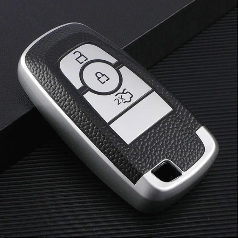 FOR Ford Focus Edge Explorer Escort Mondeo Mustang Ranger Leather TPU Car Smart Key Cover Case Shell Bag Protector Keychain