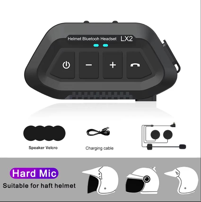 LX2 Мотоциклетная гарнитура Bluetooth 5.0 для шлема Беспроводная гарнитура для шумоподавления для езды на велосипеде Водонепроницаемая поддержка громкой связи Музыка