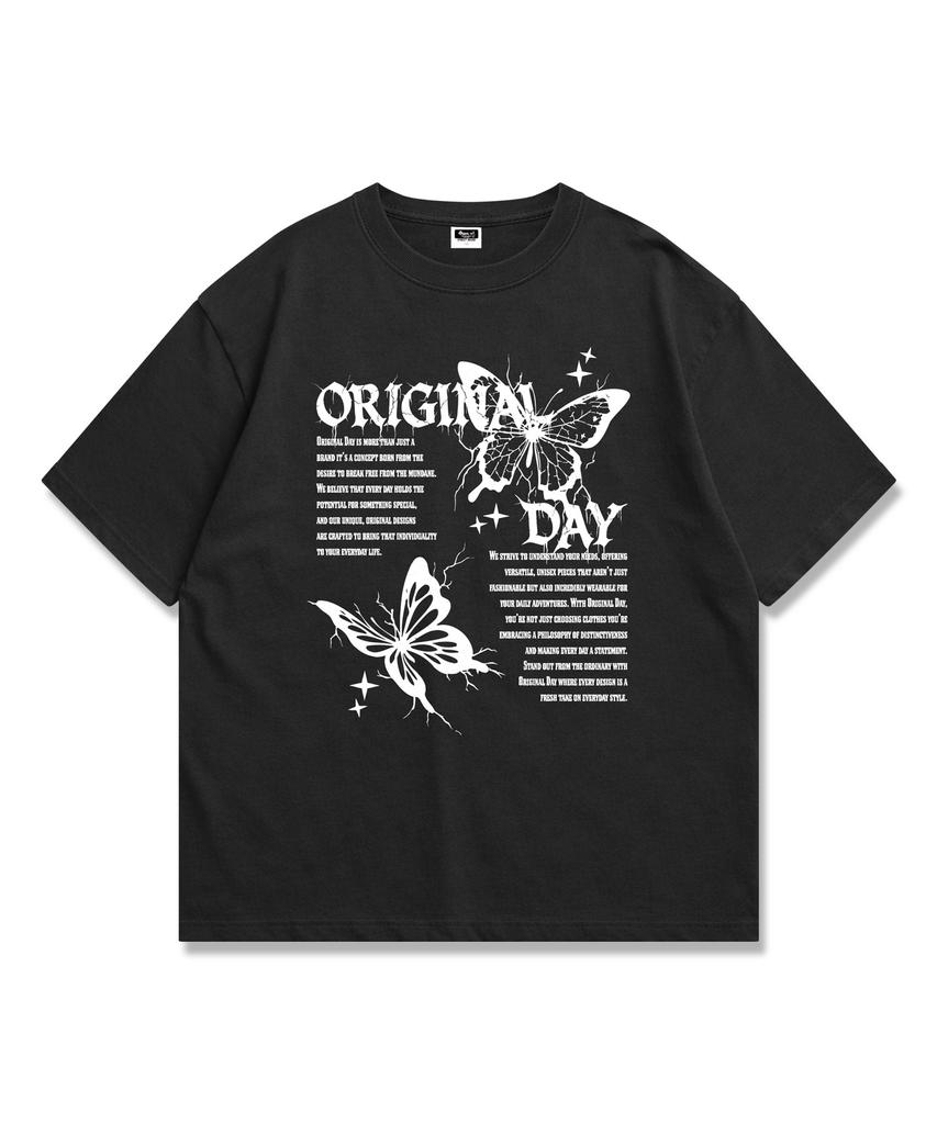 ORIGINALDAY Однотонная футболка оверсайз с графическим принтом-бабочкой, 4 цвета