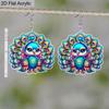 2D Flat Acrylic Diwali Cartoon Colorful Peacocks Double-sided Pattern Earrings Jewelry Gift for Women Female