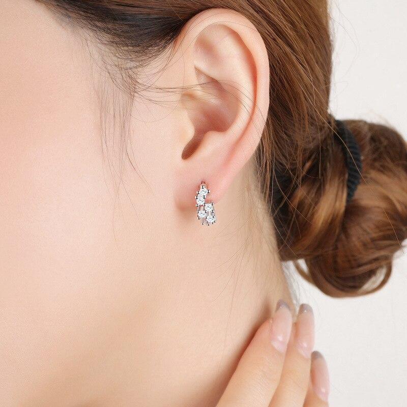 100% настоящее серебро 925 пробы хрустальные круглые серьги для женщин изготовление ювелирных изделий подарок свадьба помолвка