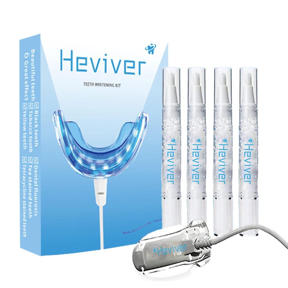 Heviver Электрический набор для отбеливания зубов с холодным синим светодиодным светом и 4 отбеливающими гелями, система отбеливания зубов для ухода за полостью рта