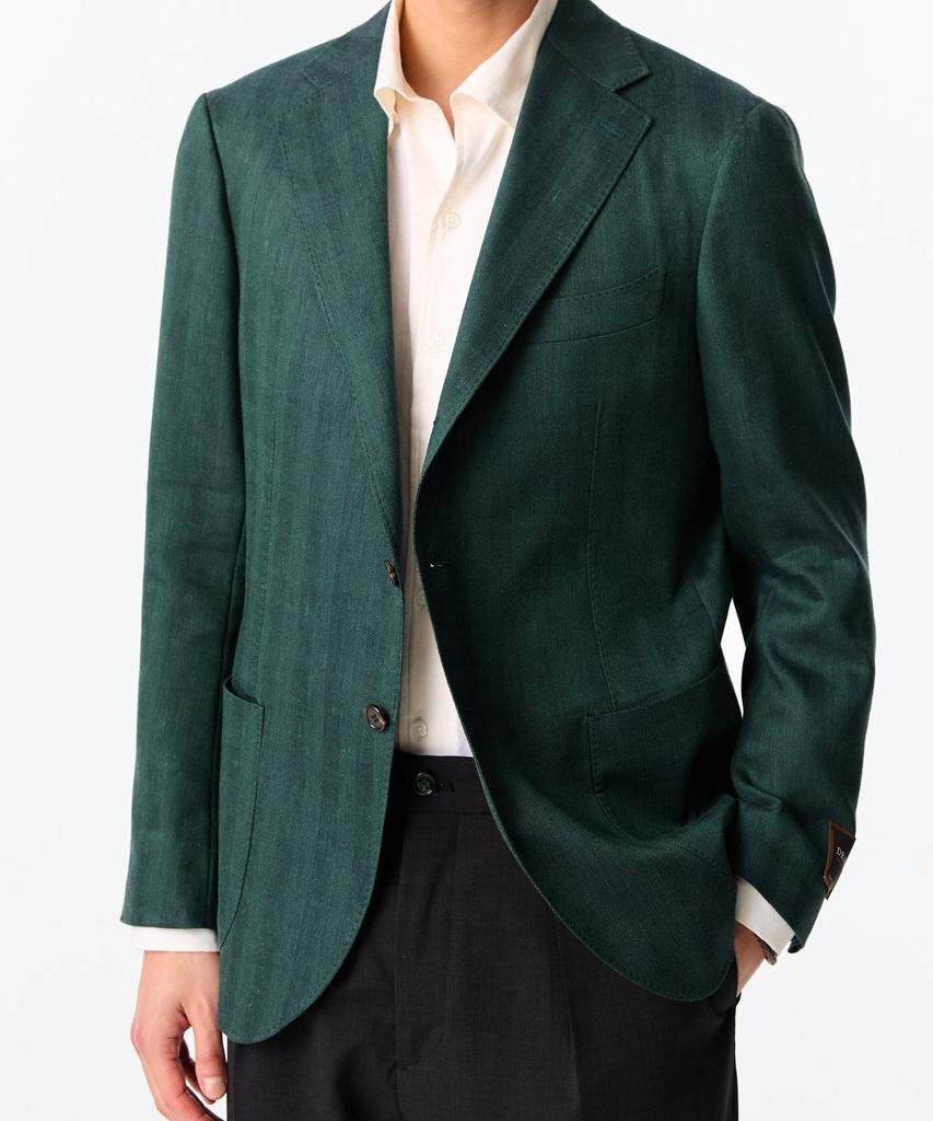 Man On The Boon [Drago] Herringbone Linen Wool Jacket_Green 4714102008
