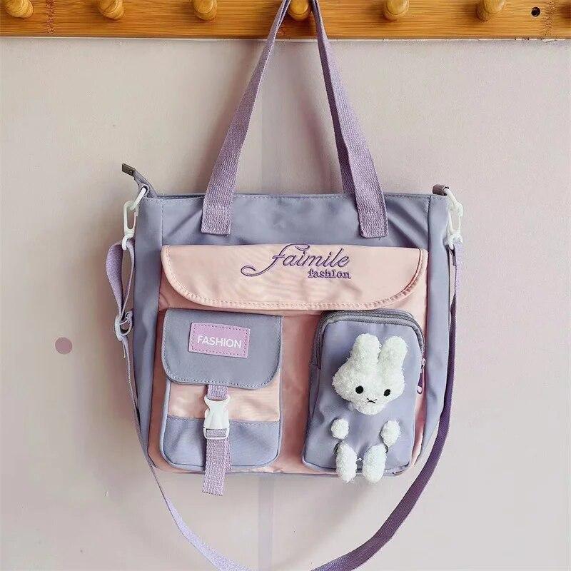 Женские школьные сумки-мессенджеры для женщин, сумки для девочек-подростков, парусиновая сумка с героями мультфильмов, водонепроницаемая нейлоновая сумка-тоут, сумки-ранцы