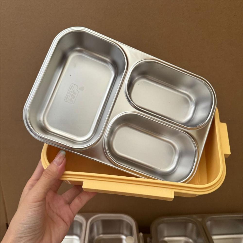 Stainless Steel Lunch Box Divided Food Storage Box Portable Food Container School/Office