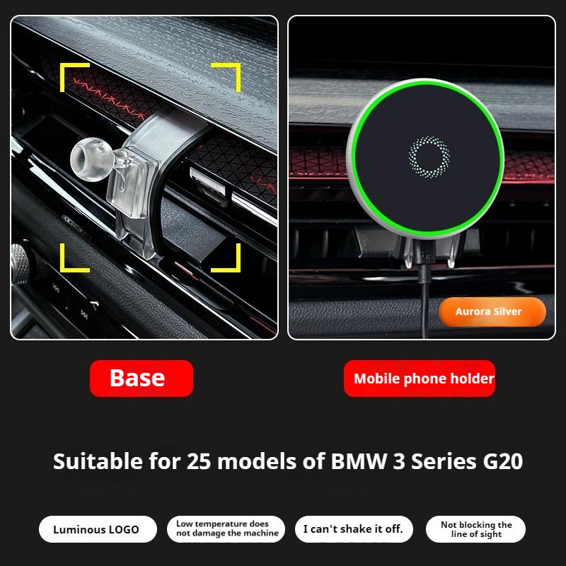Для BMW X3 X5 X6 X7G45 G05 G06 G07 2 3 4 5 серии G42 G30 G22 G60 2025 Автомобильная беспроводная зарядка Автомобильный держатель для телефона Аксессуары MagSafe