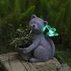 Solar Powered Decorative Animal Planter Creative Cat Artwork Flower Pot with Light Desktop Cat Flowerpot for Cabinet Backyard