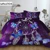 Комплект постельного белья с изображением ловцов снов с бабочками, фиолетовый, пододеяльник с наволочками, двуспальный, двуспальный, королевского размера, постельное белье, 3 шт., домашний текстиль
