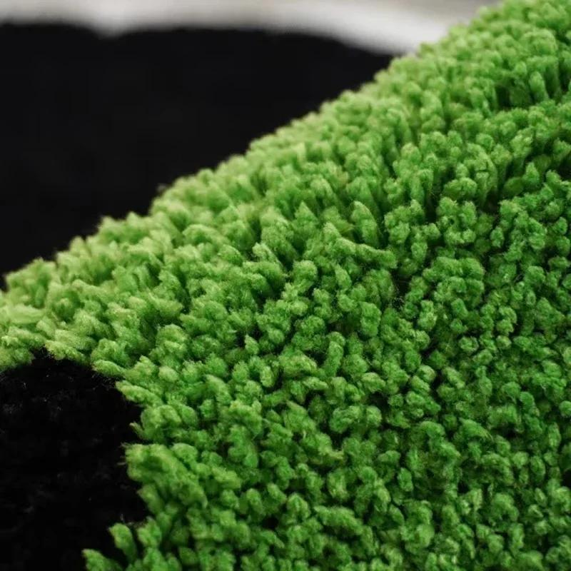 Милый черный ковер из брикетов, мягкий плюшевый лохматый круглый коврик для гостиной, противоскользящий, в мультяшном стиле, уютный ковер для домашнего декора в гостиной