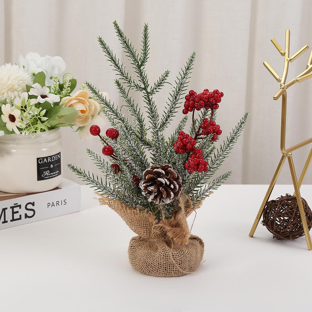 1 шт. Рождественское настольное украшение сосновая шишка ягода рождественская корзина рождественский льняной цветочный горшок украшение аксессуары для оформления домашней сцены