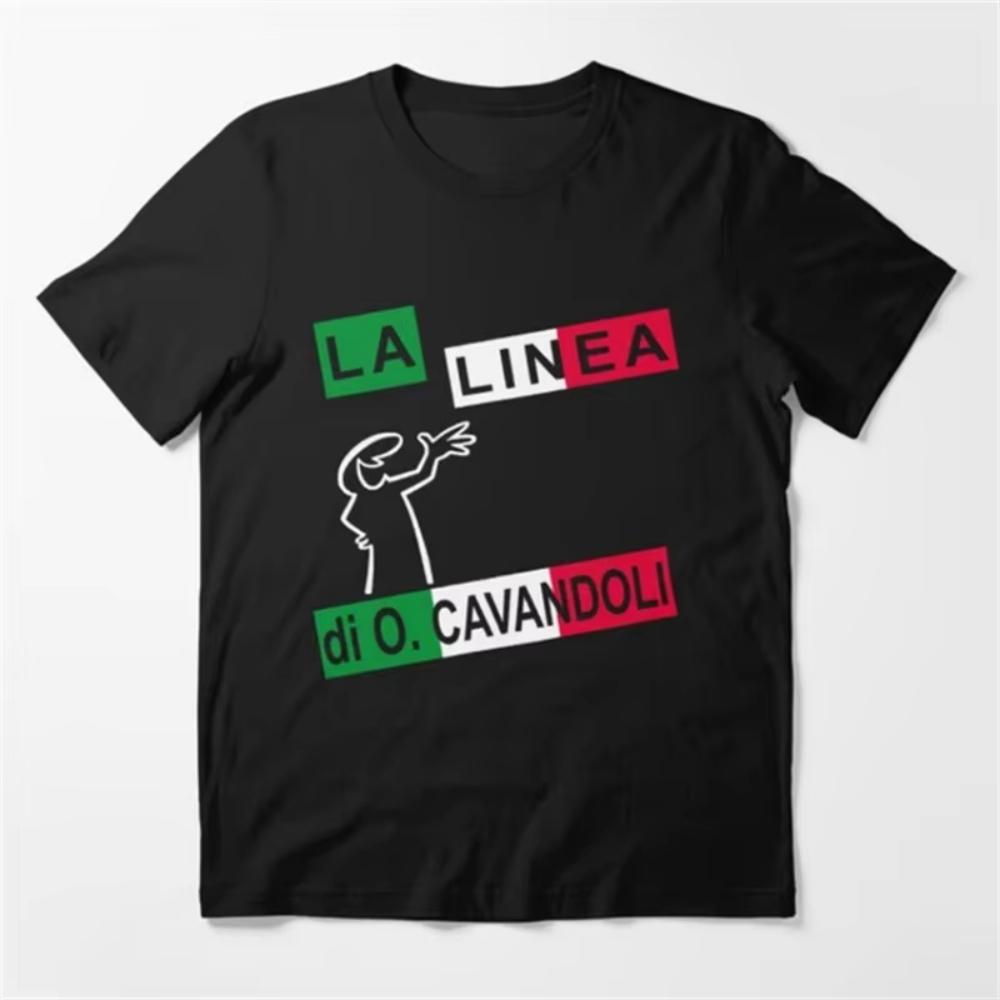 Освальдо Кавандоли La Linea Мультяшный Принт Футболка Мужская Женская Унисекс Уличная Модная Футболка Повседневная Рубашка Базовые Топы с Круглым Вырезом