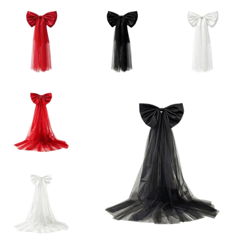 Elegant Large Ribbon Christmas Bow DIY Wedding Sash Tree Bow with Long Tails Dress Accessories Mesh Tull Xmas Vibe Decor Bow