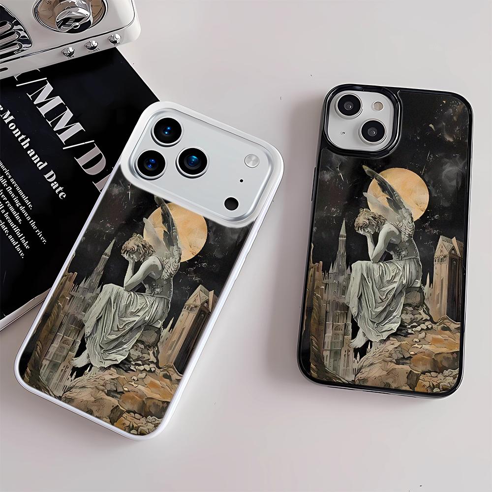 Melancholic Angel Phone Case for iPhone 13 14 16 15 12 11 Pro Max 17 Air 14 Plus Shockproof Matte Hard Bumper Cover