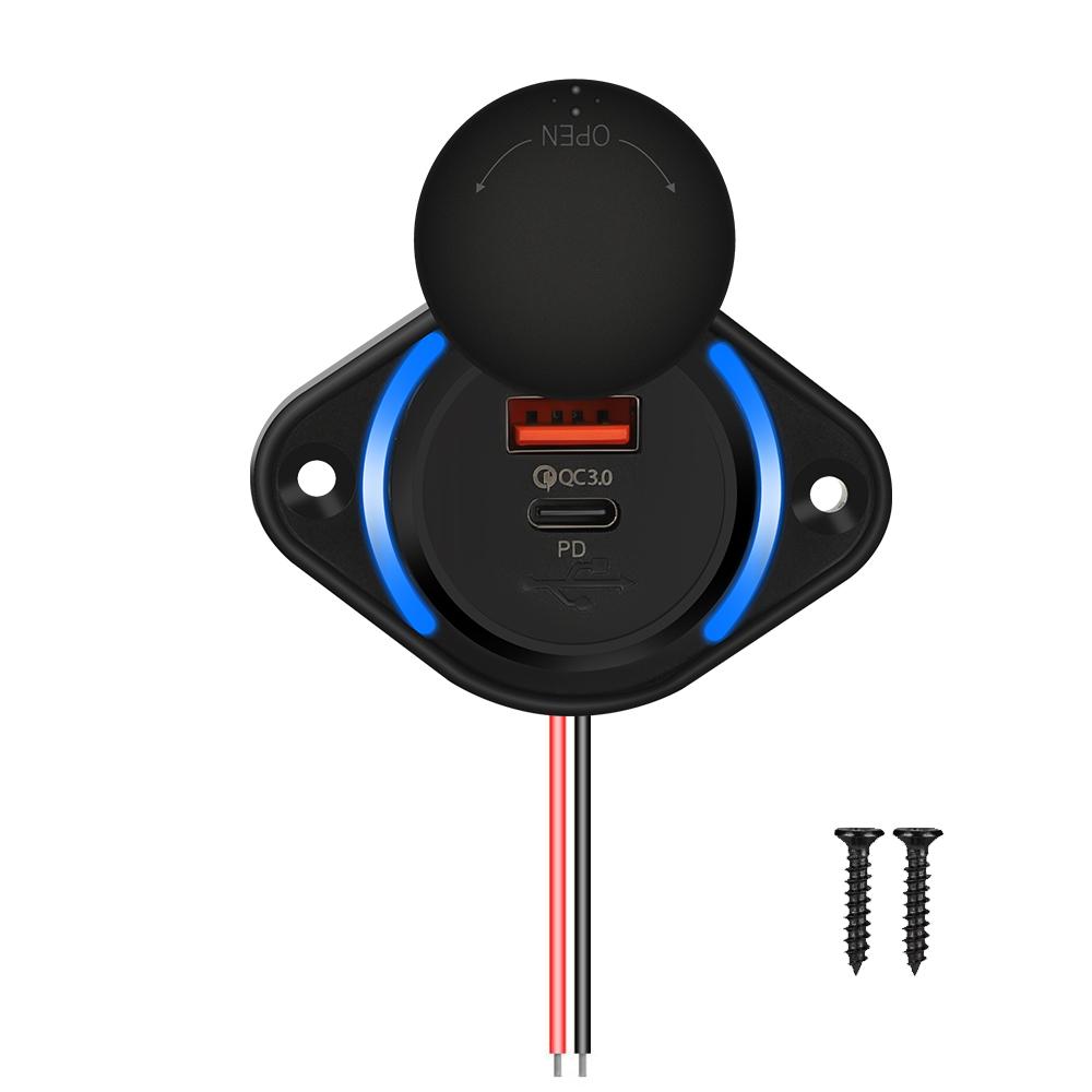 Быстрая зарядка QC 3.0 Dual USB зарядное устройство со сдвижной крышкой 36 Вт водонепроницаемое 12 В/24 В быстрая зарядка USB зарядное устройство для автомобиля лодки автобуса автофургона дома