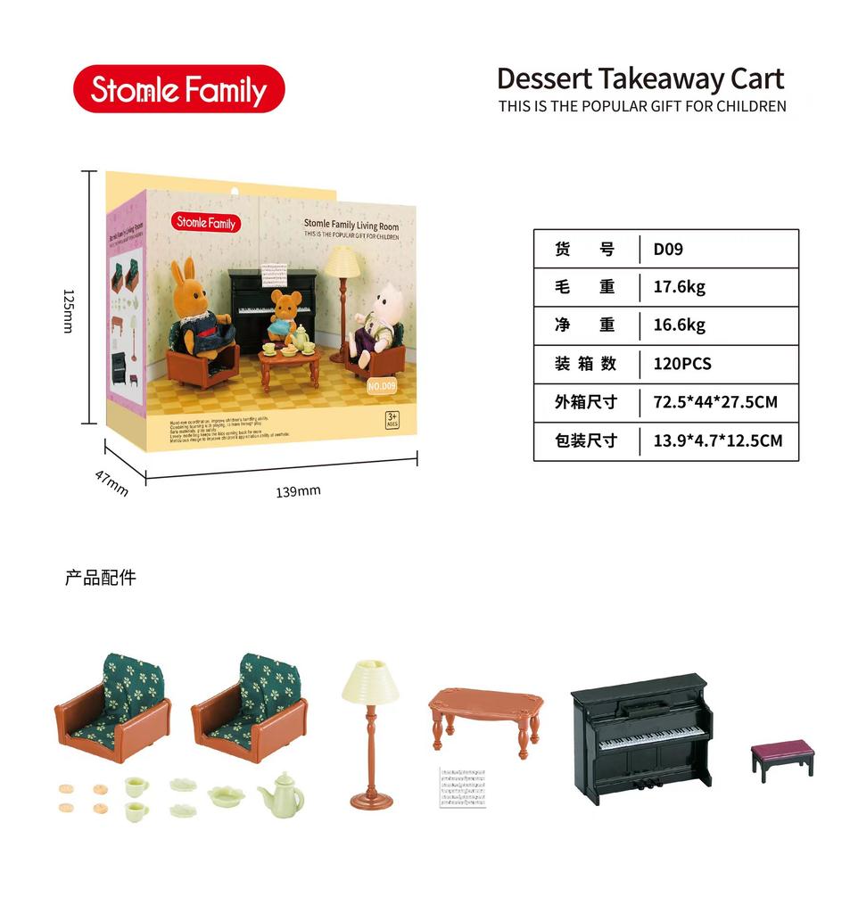 Forest Villa Set Toys Forest Animals Family Mini Furniture Model Living Room Bedroom Tv Refrigerator Ornament