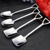 2 шт./пакет, креативная форма лопаты, кофейная ложка из нержавеющей стали, чайная ложка, арбузная ложка, ложка для мороженого, столовые приборы, кухонный аксессуар
