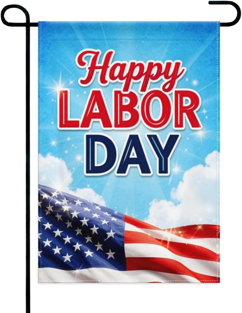 Happy Labor Day Garden ag 12x18 Inch Double Sided Patriotic American ag Outdoor Yard Decoration for Porch Lawn & Pat