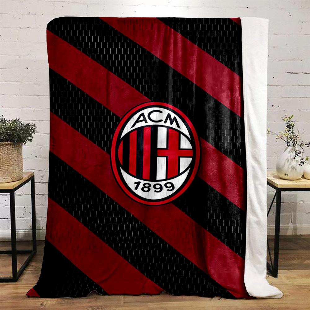 AC Milan Logo Classic Striped warm quilt, Flannel blanket for bedroom, living room, sofa, and nap.