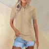 Women's Fashion Casual Lapel Short Sleeve Solid Color Shirt Women's Button Up Tops