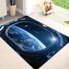 Придверный коврик «Космическая капсула Вид на Галактику», 3D-коврик с визуальной иллюзией Вселенной, Нескользящий моющийся декоративный ковер для игровой комнаты, патио