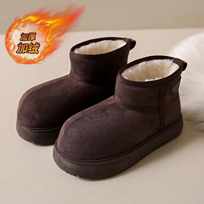 Модные CRLAYDK Сапоги из пены с эффектом памяти и пушистой отделкой для женщин, на платформе, с большим пальцем, теплые, на меху, из замши, короткие, до щиколотки, домашние туфли-хлебцы, уличные ботинки