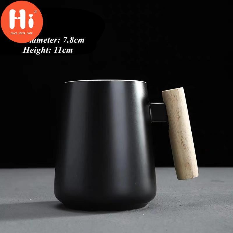 Ceramic Large Capacity Coffee Mug with Wooden Handle Office Water Tea Cup Milk Mug Drinkware