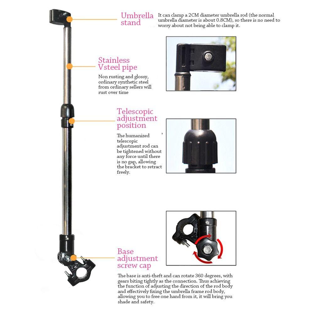 Stainless Steel Umbrella Stands Adjustable Rain Gear Tool Umbrella Connector Wheelchair