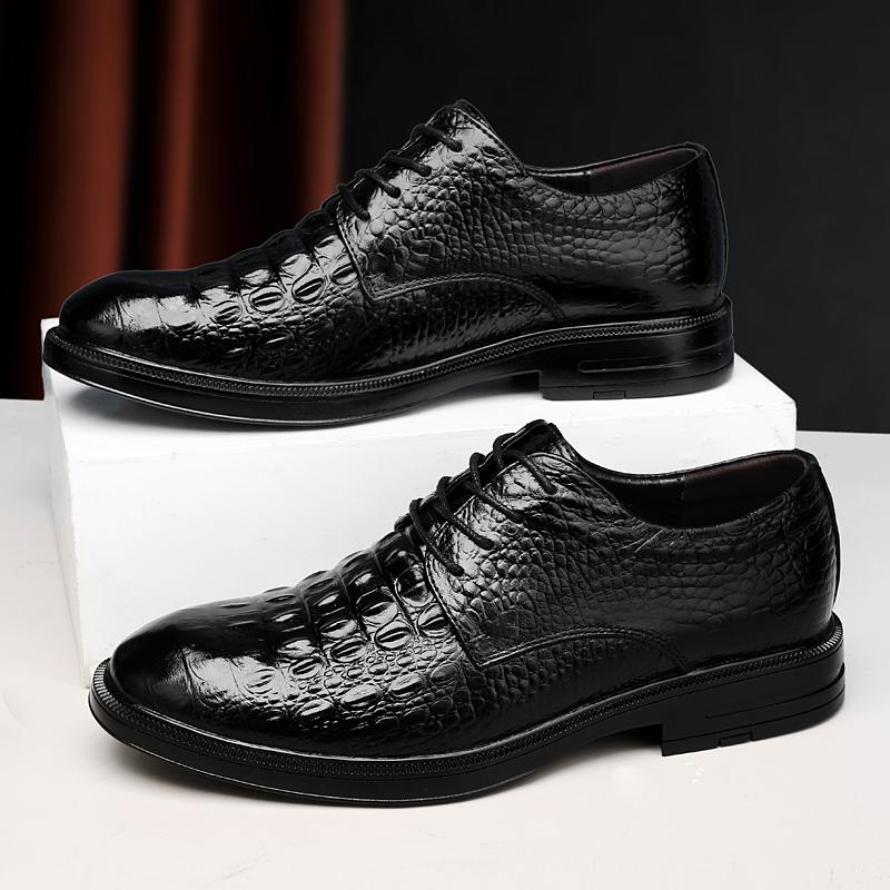 Роскошные брендовые мужские туфли-оксфорды из натуральной кожи, повседневная обувь с узором из крокодиловой кожи, на шнуровке, официальная деловая обувь для отдыха на открытом воздухе