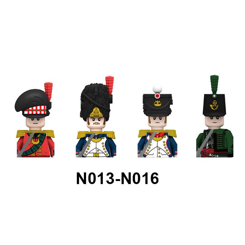 4pcs Military Building Blocks Medieval Knights Duke Marshal Figures Napoleonic Wars Weapons Sword Flags Shoulder Armor Cape Brick MOC