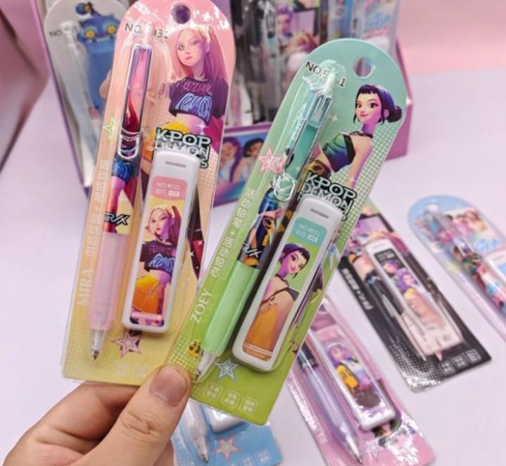 KPOP Demon Huntress Group Push-action Activity Pencil Set with Non-fracturable Lead Pencil Combo Student Supplies