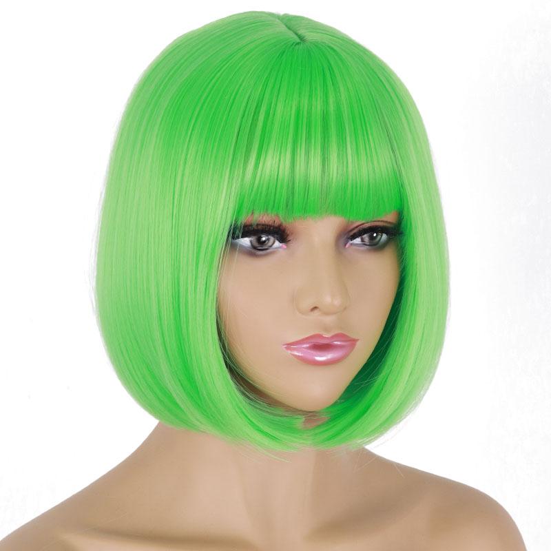 XINRAN Женский синтетический светло-фиолетовый парик, короткие прямые волосы для косплея с челкой, фиолетовый парик, длина до плеч, парик для вечеринки в честь Хэллоуина