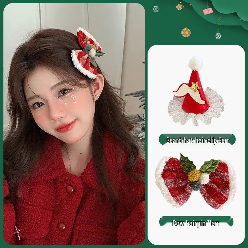 Женская рождественская плюшевая шапка, повязка на голову, аксессуары для волос