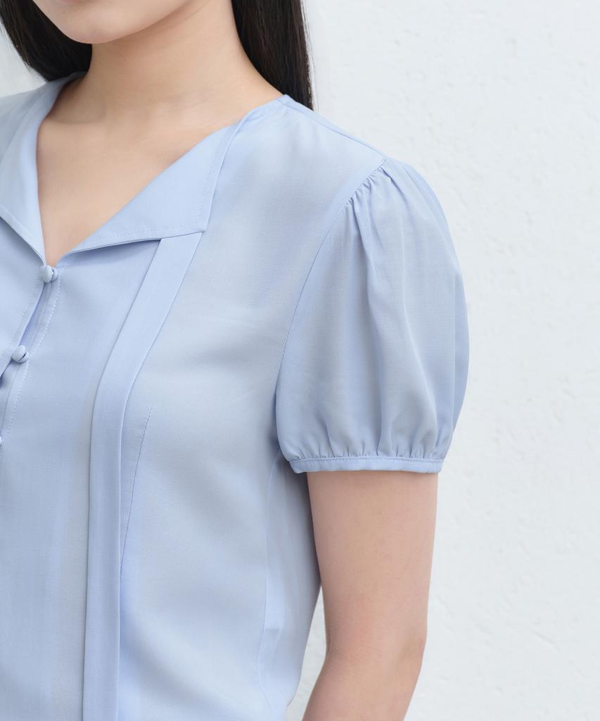 MUSINSA STANDARD WOMAN Women'S Puff Sleeve Tie Blouse [Pale Blue]